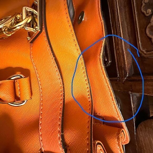 Michael Kors Orange Leather Hamilton Large Tote Bag 14”Lx13”Hx5.5D - Picture 8 of 10